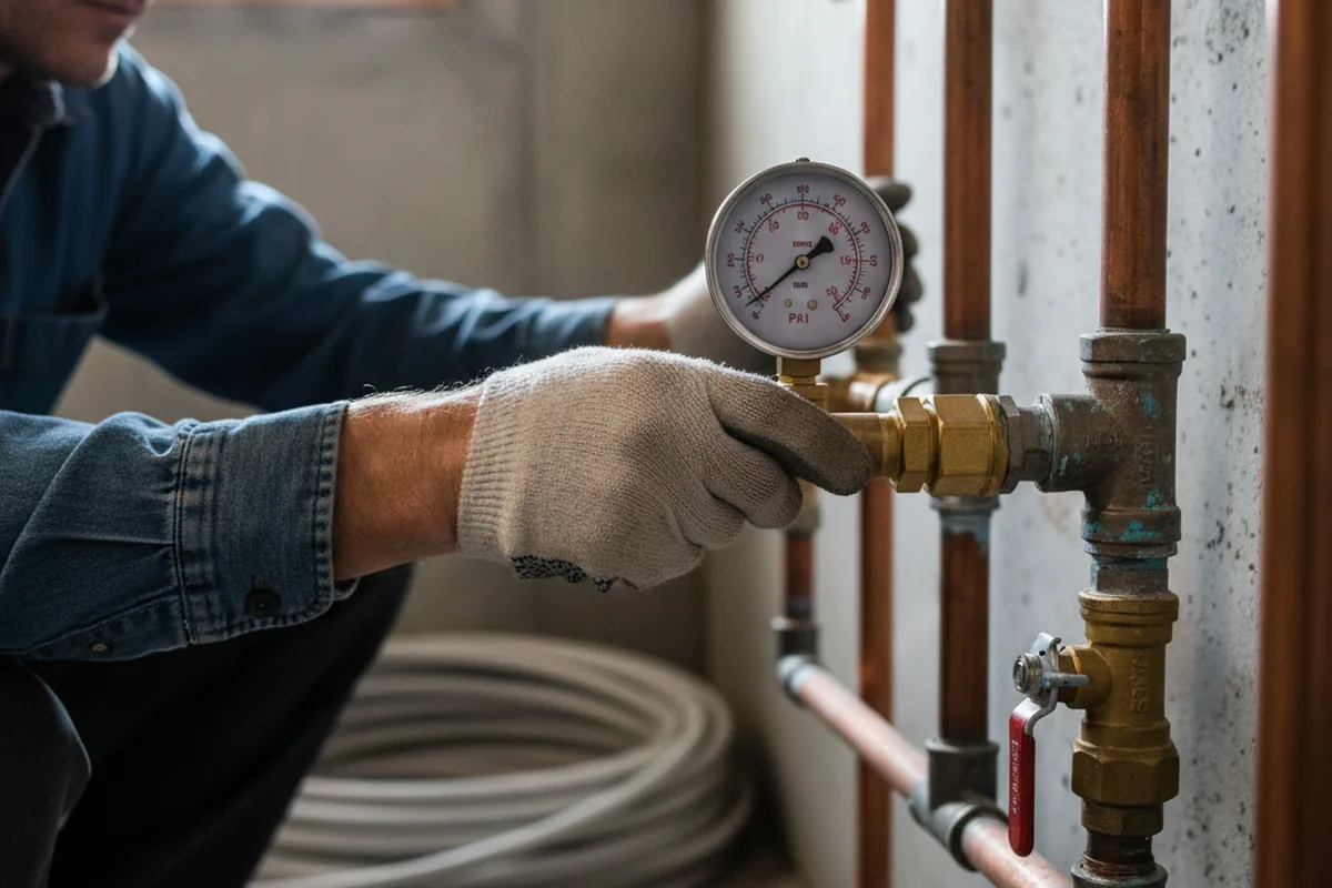 Pressure testing a repaired line during Water Line Repair in Pittsburg